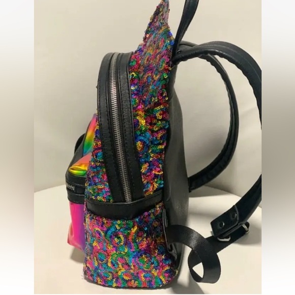 Disney Park Loungefly Sequin Mickey Mouse Rainbow Mini Backpack 2019 RARE - Picture 4 of 6